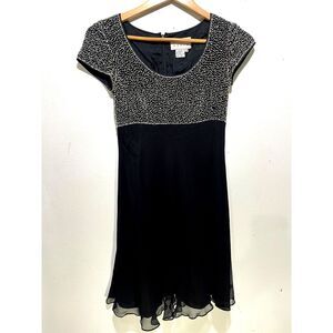 Bieff Basix 100% silk dress VTG beaded Y2K 80's romantic feminine fest women 2p